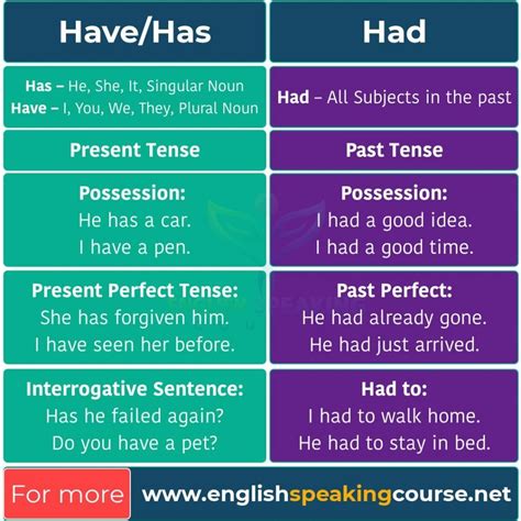 had and have difference|when to use has and had.